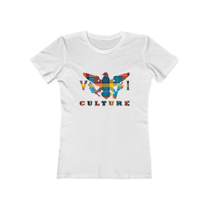 VI Culture - Blue Madras - Women's Slim Fit Tee - CocoaLime