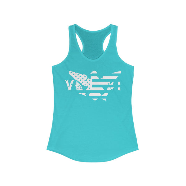 US x VI - White Print - Women's Ideal Racerback Tank - CocoaLime