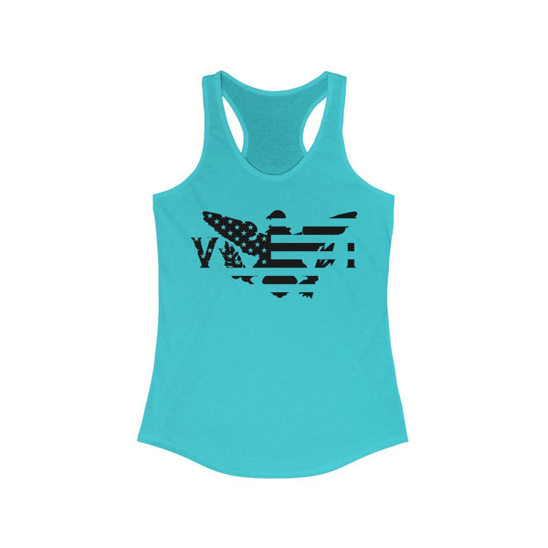 US x VI Black Print - Women's Slim Fit Racerback Tank - CocoaLime