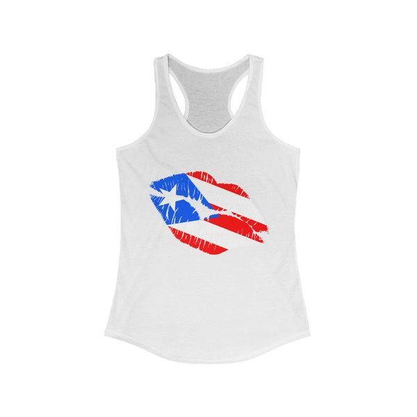 Puerto Rico Lip Service -  Women's Slim Fit Racerback Tank - Tank Top - Cocoalime Apparel 