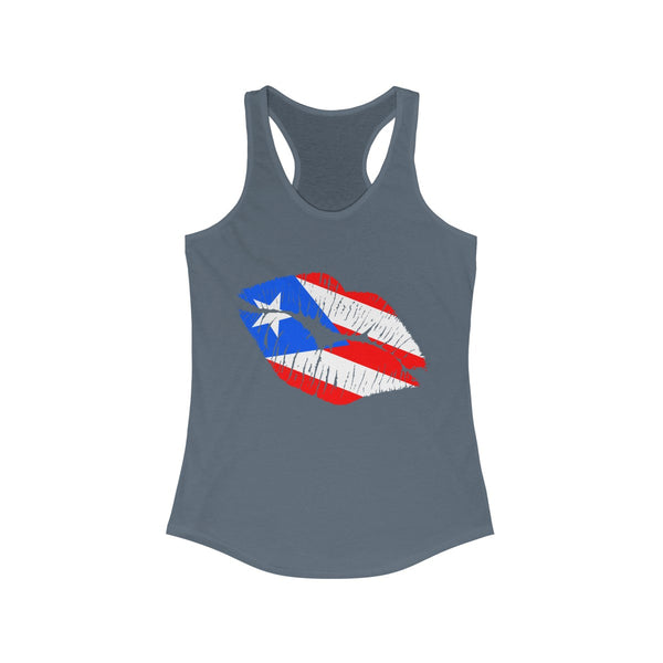 Puerto Rico Lip Service -  Women's Slim Fit Racerback Tank - Tank Top - Cocoalime Apparel 