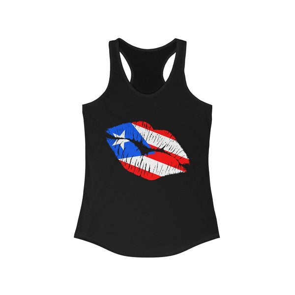 Puerto Rico Lip Service -  Women's Slim Fit Racerback Tank - Tank Top - Cocoalime Apparel 