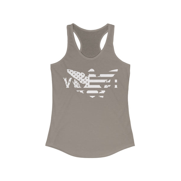 US x VI - White Print - Women's Ideal Racerback Tank - CocoaLime