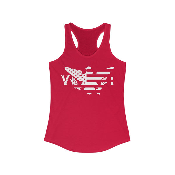 US x VI - White Print - Women's Ideal Racerback Tank - CocoaLime