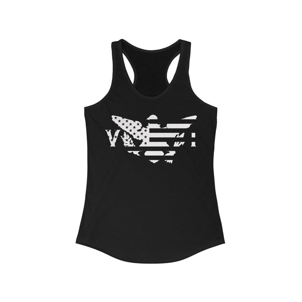 US x VI - White Print - Women's Ideal Racerback Tank - CocoaLime