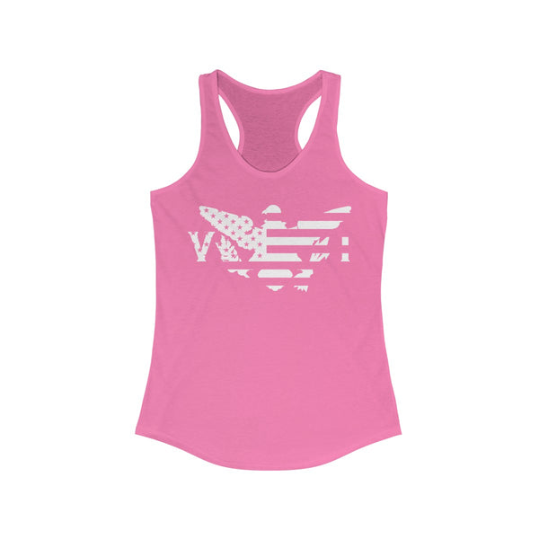 US x VI - White Print - Women's Ideal Racerback Tank - CocoaLime