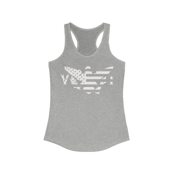 US x VI - White Print - Women's Ideal Racerback Tank - CocoaLime